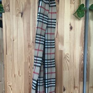 James Pringle Weavers Plaid Beige and Red Scarf